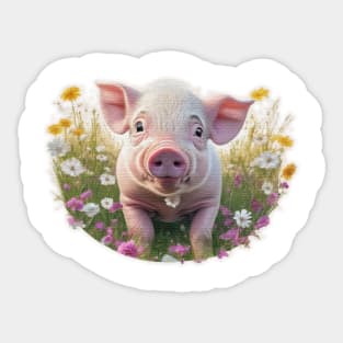 A Piglet in flower Sticker